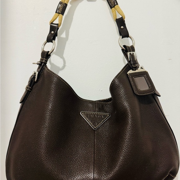 Prada Handbags - Prada Brown Leather Hobo Bag